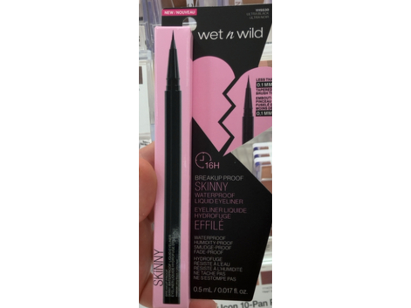 Wet N Wild Breakup Proof Skinny Waterproof Liquid Eyeliner, Ultra Black, 0.017 fl oz/0.5 mL