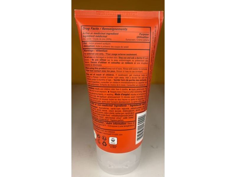 Attitude Mineral Sunscreen, SPF 30, Orange Blossom, 5.2 oz/150 g