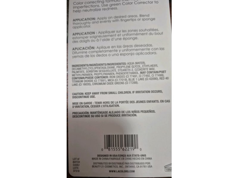 LA Colors Color Corrector Concealer, Green, 0.13 oz