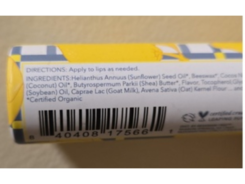 Beekman 1802 Goat Milk Lip Balm, Sunshine Lemon, 0.15 fl oz/4.2 g