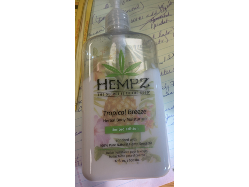 Hempz Tropical Breeze Herbal Body Moisturizer, Pure Natural Hemp Seed Oil, 17 fl oz/500 mL