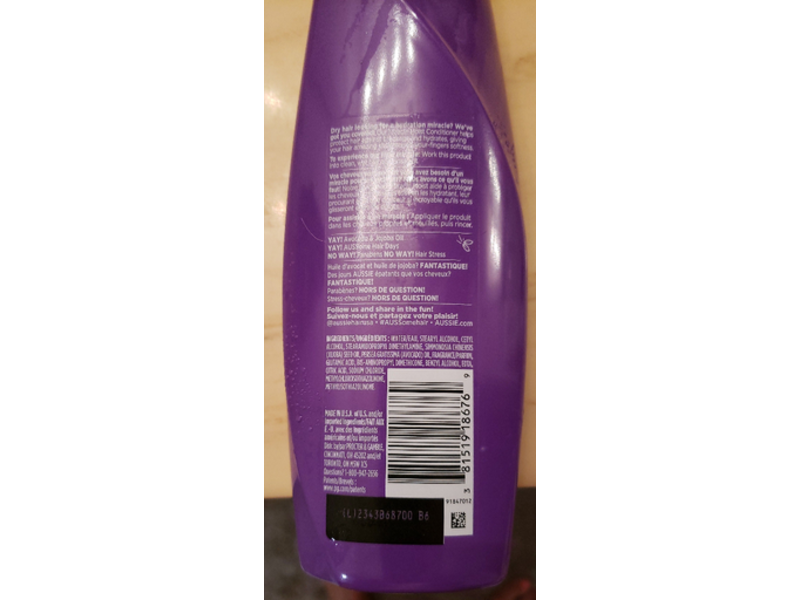 Aussie Miracle Moist Conditioner, Avocado & Jojoba Oil, 12.1 fl oz, Pack Of 6