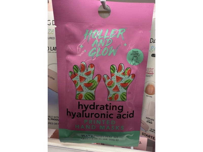 Holler And Glow Hydrating Printed Hand Mask, Hyaluronic Acid & Watermelon Hi, 0.60 fl oz/18 mL