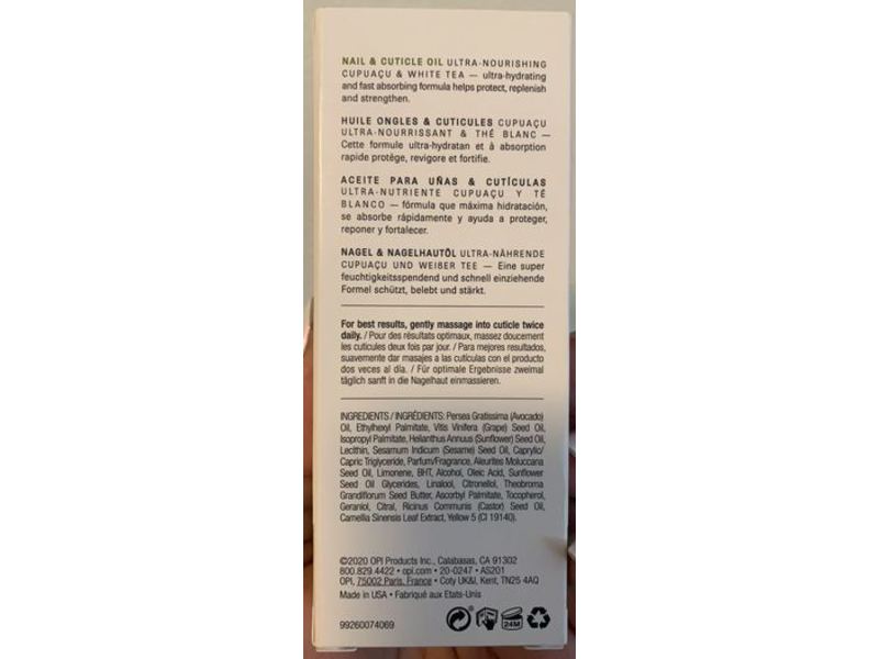 Opi Pro Spa Skincare Nail & Cuticle Oil, 0.5 fl oz/14.8 mL