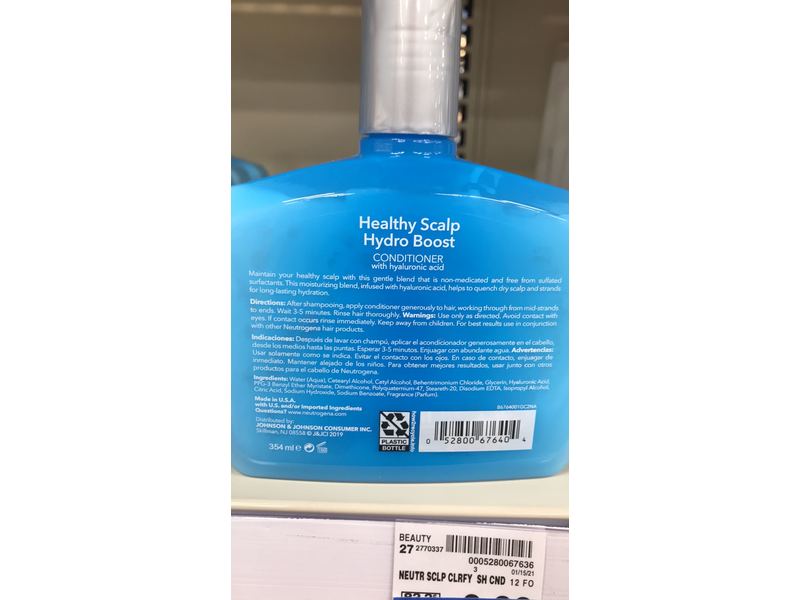 Neutrogena Health Scalp Hydro Boost Conditioner, Hyaluronic Acid, 12 fl oz/354 mL