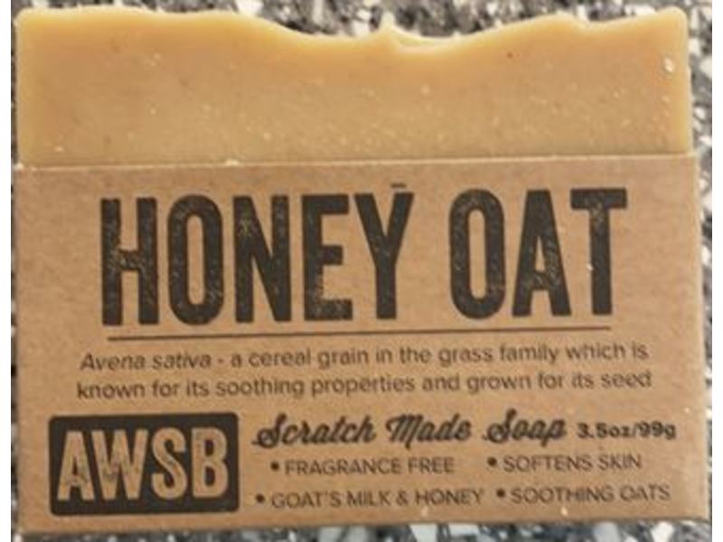 A Wild Soap Bar Fragrance Free Soap, Honey Oat, 3.5 oz / 99 g