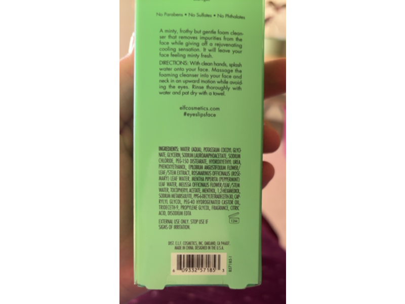 e.l.f Cosmetics Mint Melt Cooling Clenser, Minty Fresh, 3.63 fl oz/100 mL