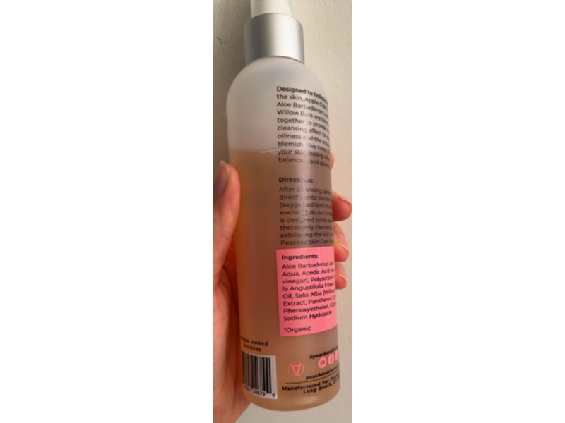 Peaches Skin Care ACV Toner, 8 fl oz/236 mL