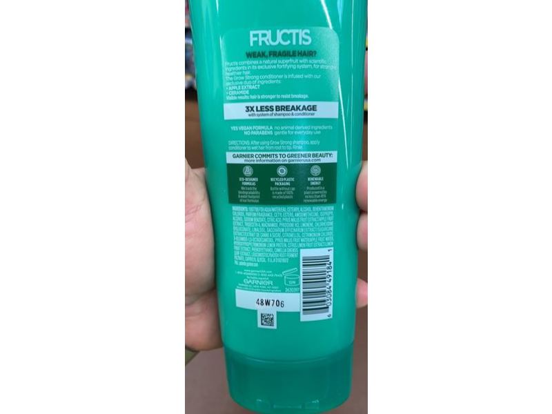 Garnier Fructis Grow Strong Conditioner, Ceramide + Apple Extract, 12 fl oz/354 mL