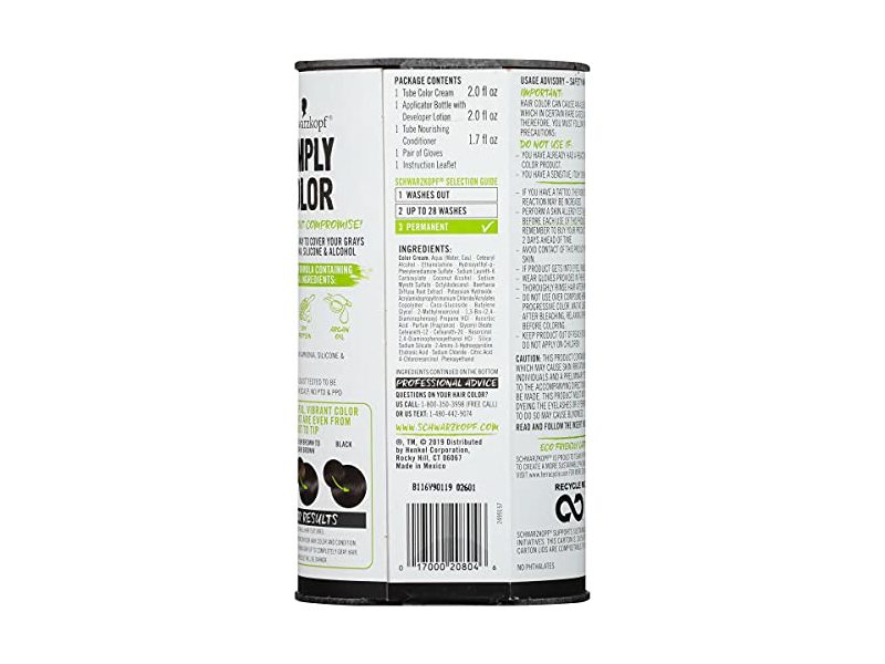 Schwarzkopf Simply Color Permanent Hair Color, 1.0 Jet Black