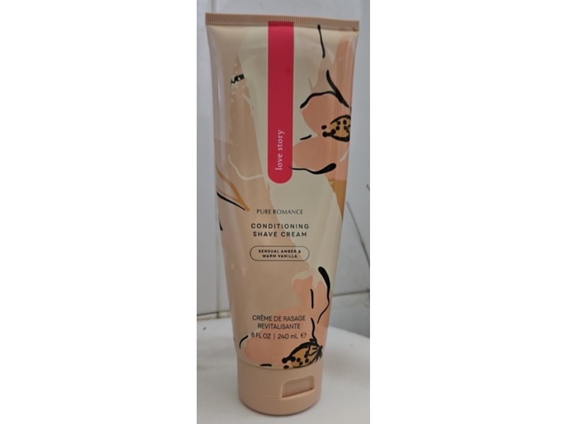 Pure Romance Conditioning Shave Cream, Sensual Amber & Warm Vanilla, Love Story, 8 fl oz/240 mL
