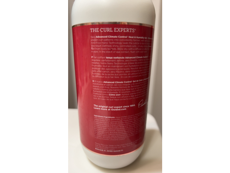 Ouidad Advanced Climate Control Heat & Humidity Gel, Stronger Hold, 16 fl oz/500 mL