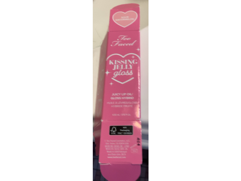 Too Faced Kissing Jelly Gloss Juicy Lip Oil / Gloss Hybrid, Sour Watermelon, 0.15 fl oz/4.50 mL