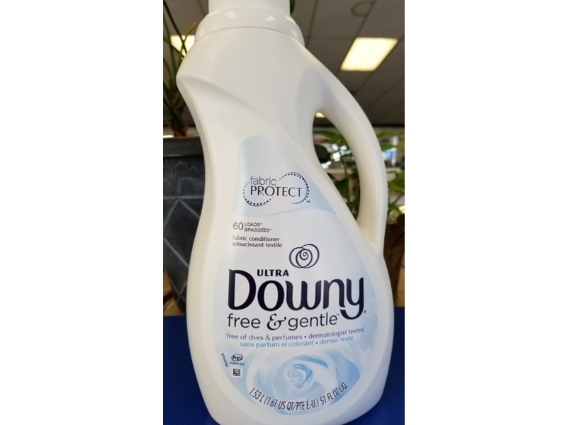 Downy Ultra Fabric Conditioner, Free & Gentle, 60 Loads, 51 fl oz/1.53 L, Pack Of 2