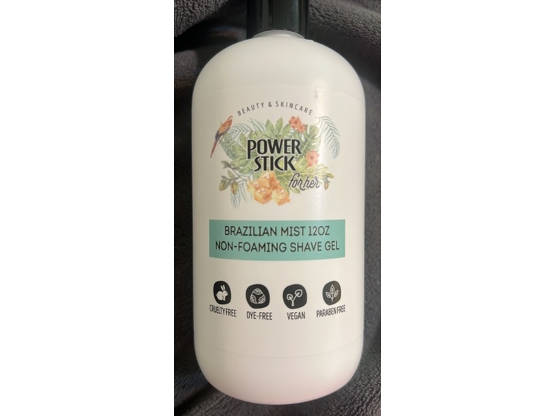 Power Stick Non-Foaming Shave Gel, Brazilian Mist, 12 fl oz/355 mL, Pack Of 2