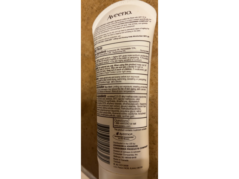 Aveeno Positively Ageless Sunblock Lotion, SPF 70, 3 oz/84 g