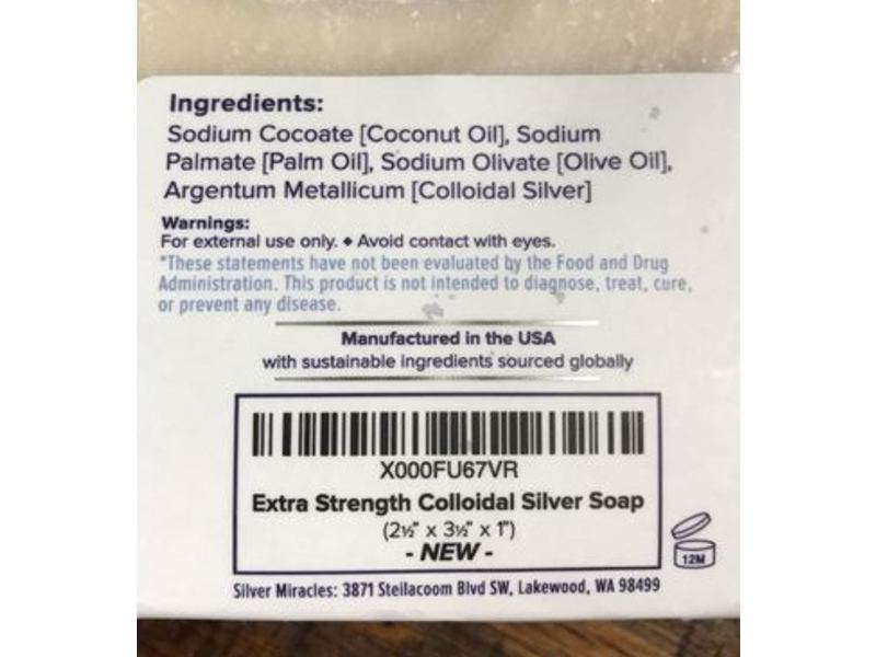 Silver Miracles Colloidal Silver Soap, 7 oz/198 g