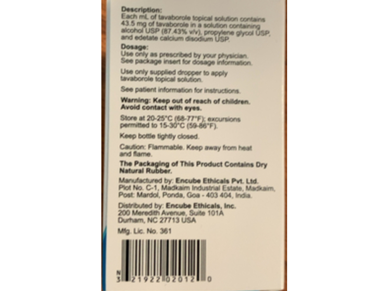 Tavaborole Topical Solution, 5%, 10 ml, Encube (Rx)