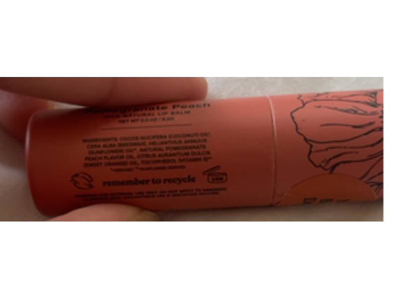 Poppy & Pout Natural Lip Balm, Pomegranate Peach, 0.3 oz/8.5 g