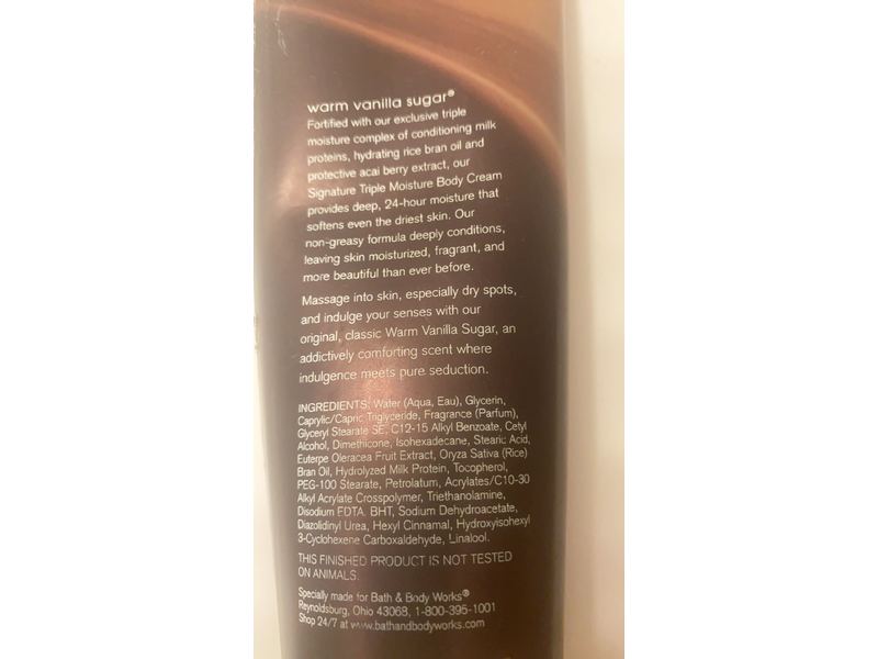 Bath & Body Works Triple Moisture Body Cream, Warm Vanilla Sugar, 8 oz /226 mL