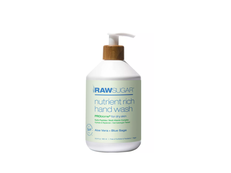 Raw Sugar Nutrient Rich Hand Wash, Aloe Vera + Blue Sage 16.9 fl oz/500 mL