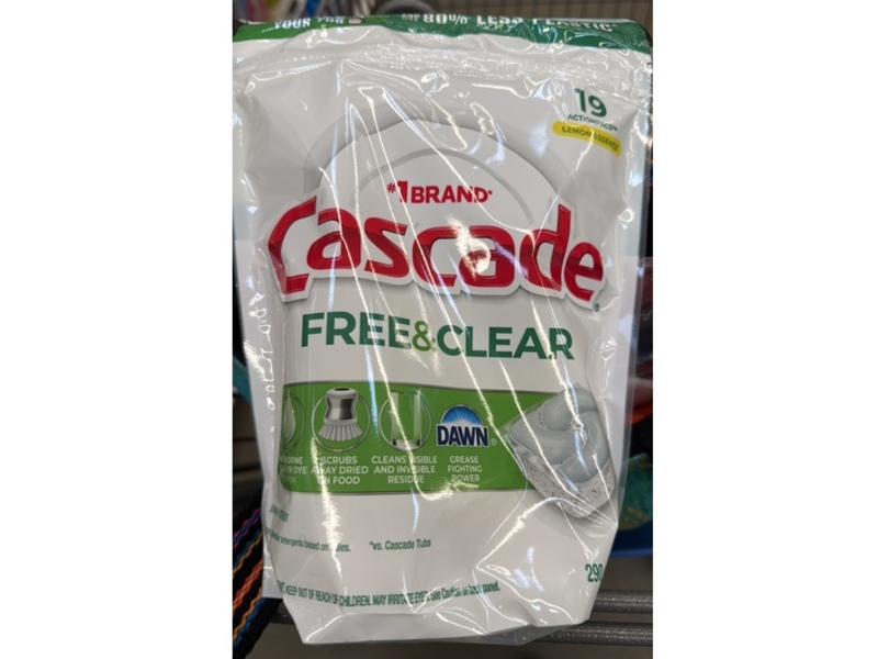 Cascade Free & Clear Dishwasher Pods, Lemon Essence, 19 Count