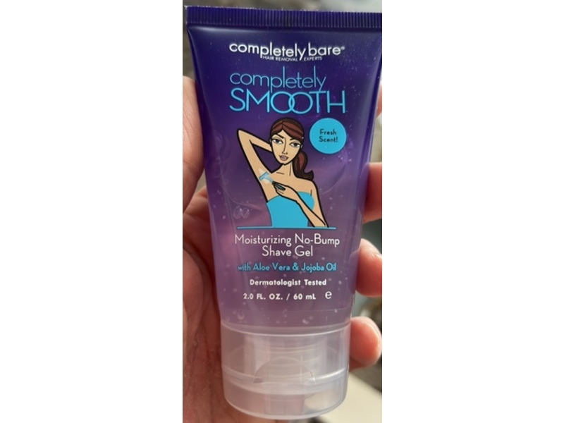 Completely Bare Completely Smooth Moisturizing No-Bump Shave Gel, Aloe Vera & Jojoba Oil, Fresh Scent, 2 fl oz/60 mL