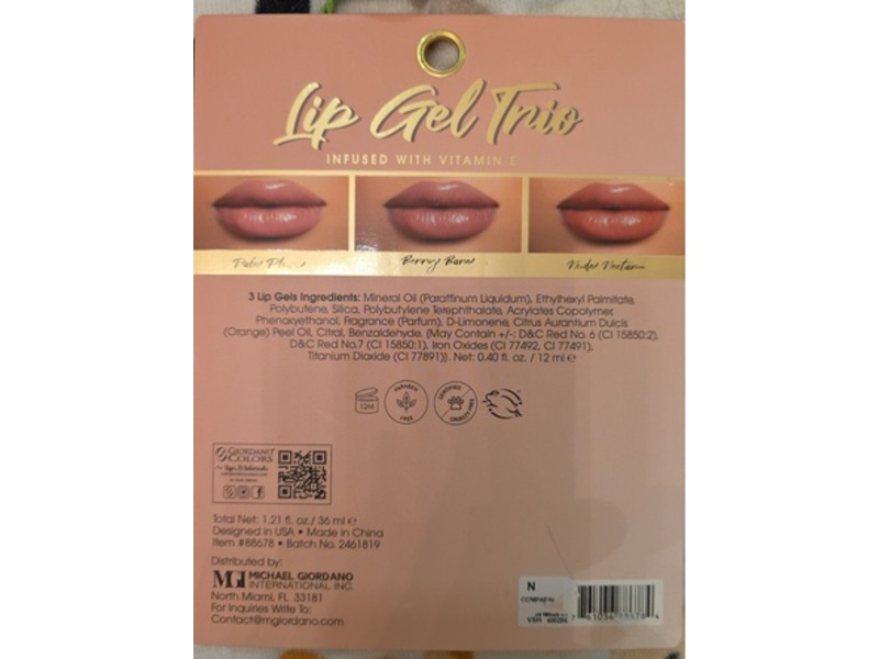 Giordano Colors Lip Gel Trio, 1.21 fl oz/36 mL