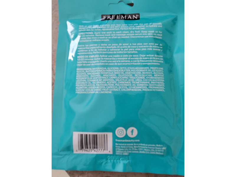 Freeman Flirty Foot Mask, Moisturizing + Soothing, 1 fl oz/30 mL, Pack Of 6
