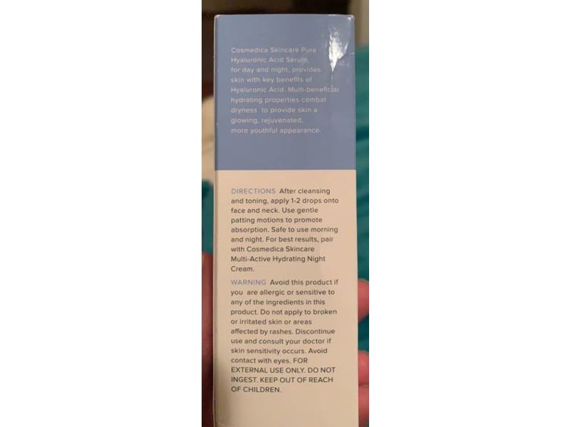 Cosmedica Skincare Pure Hyaluronic Acid Serum, 2 oz/60 mL