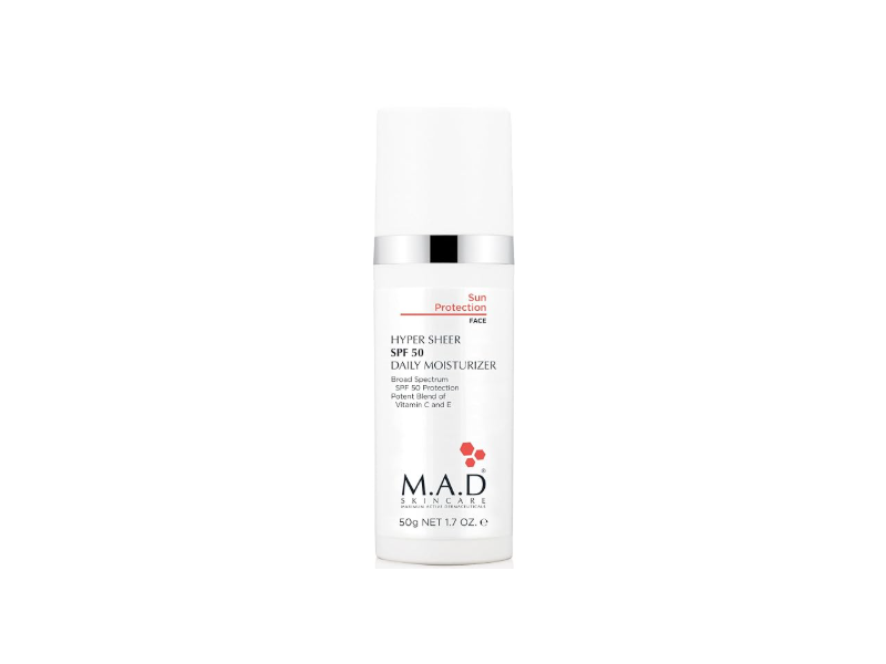 M.A.D Skincare Hyper Sheer Daily Moisturizer, SPF 50, 1.7 oz/50 g