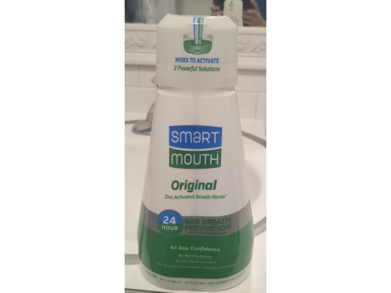 SmartMouth Original Zinc Activated Breath Rinse, Fresh Mint, 32 fl oz/946 mL