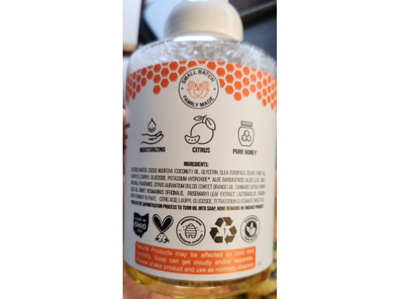 Beessential Foaming Moisturizing Castile Hand Soap, Sweet Orange + Aloe & Honey 16 fl oz//473 mL