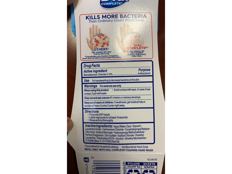 Dial Complete Foaming Antibacterial Hand Wash, Spring Water, 7.5 fl oz/221 ml