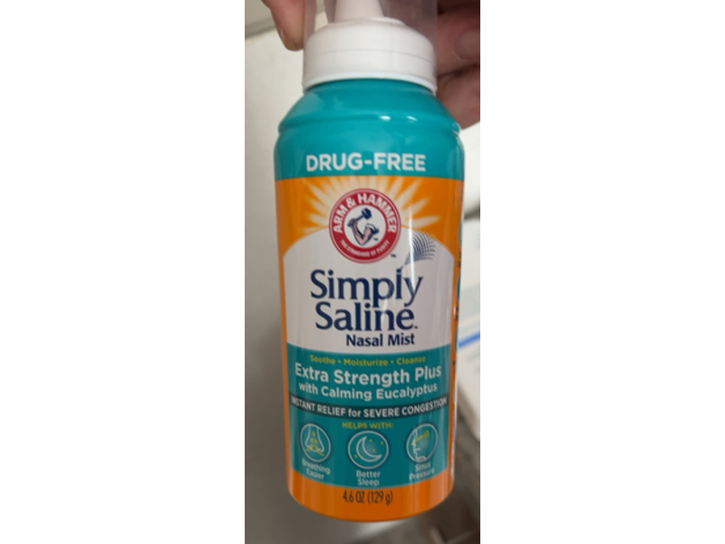 Arm & Hammer Simply Saline Nasal Mist, Eucalyptus, 4.6 oz/129 g