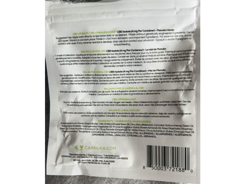 Cannuka Lip Balm, CBD + Manuka Honey, 0.15 oz/4 g