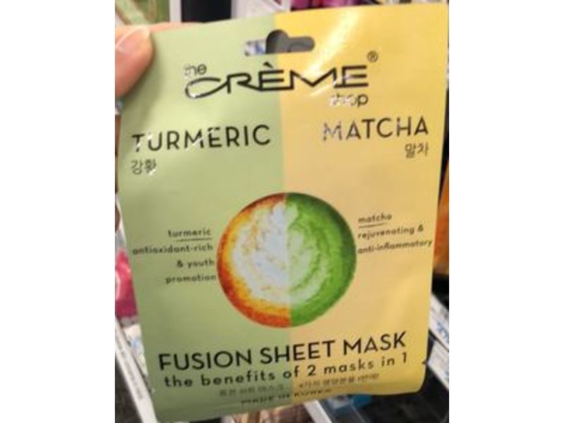 The Creme Shop 2 In 1 Fusion Sheet Mask, Turmeric & Matcha, 1 Count