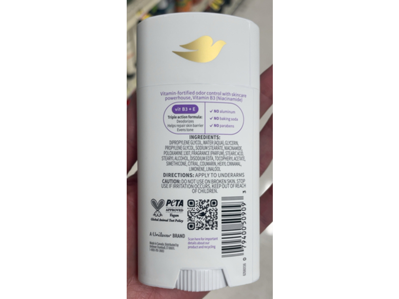 Dove Vitamin Care+ Deodorant Stick, Lavender & Chamomile, 2.6 oz/74 g