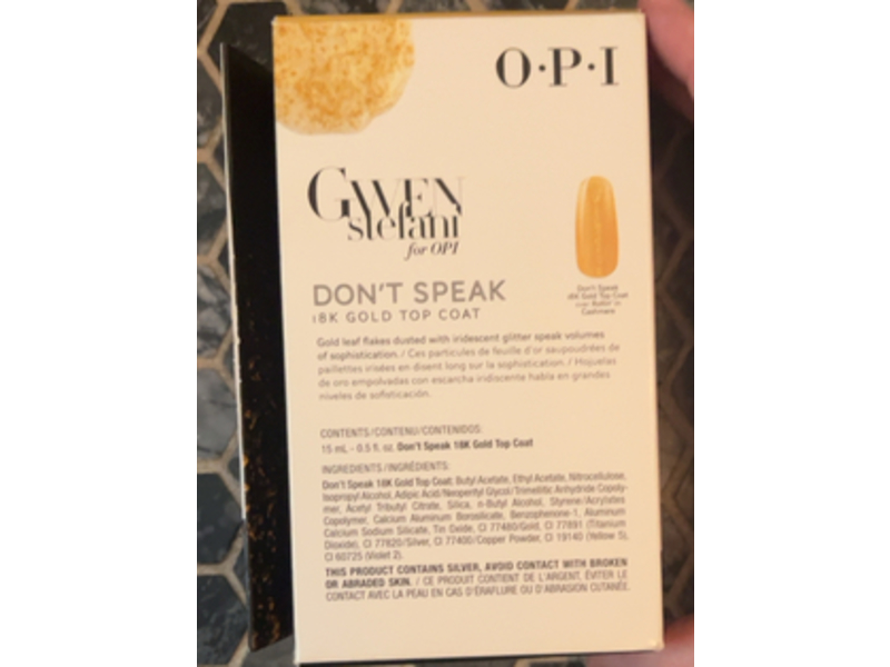 O.P.I Gwen Stefani Top Coat, Don't Speak 18k Gold, 0.5 fl oz/15 mL