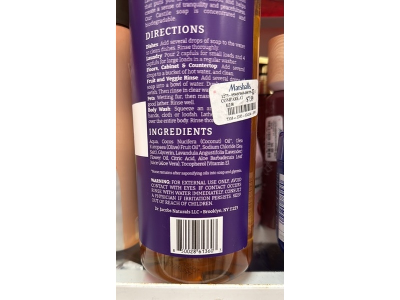 Dr. Jacobs Naturals Pure Castile All-In-1 Soap, Lavender Essential Oil, 32 oz/946 mL