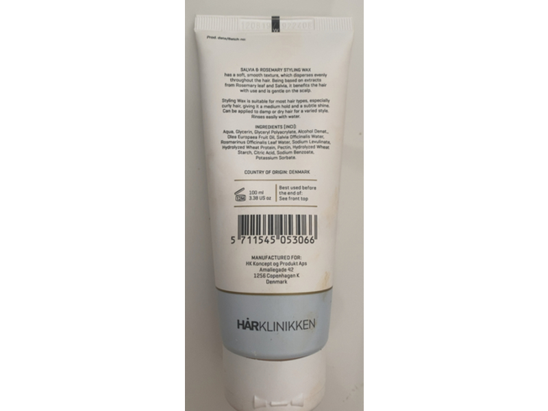 Harklinikken Styling Wax, Salvia & Rosemary, Medium Hold, 3.38 oz/100 mL