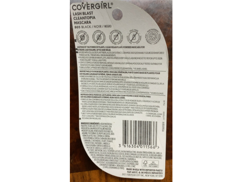 Covergirl Lash Blast Cleantopia Mascara, Black 805, 0.32 fl oz/9.5 mL