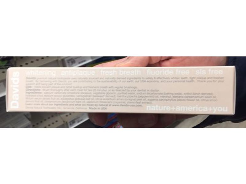 Davids Premium Natural Toothpaste, Herbal Citrus Peppermint, 5.25 oz/149 g