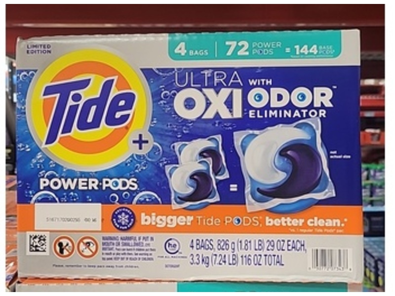 Tide Power Pods + Ultra Oxi Odor Eliminators Laundry Detergent, 72 Pods, 29 oz/826 g