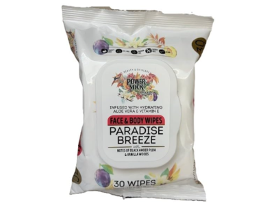 Power Stick Face & Body Wipes, Paradise Breeze, 30 Count