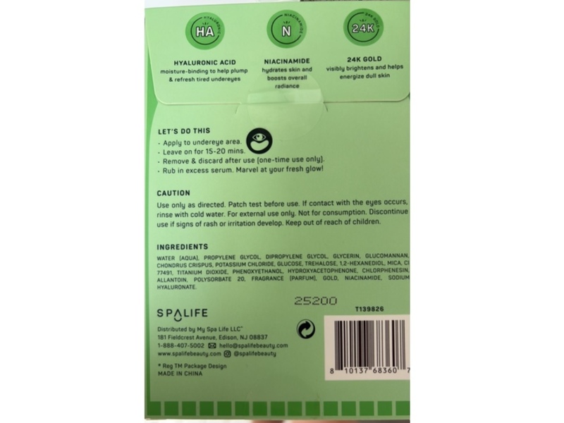 Spalife Golden Hour Glowing Undereye Masks, 0.13 oz/3.8 g, Pack Of 3