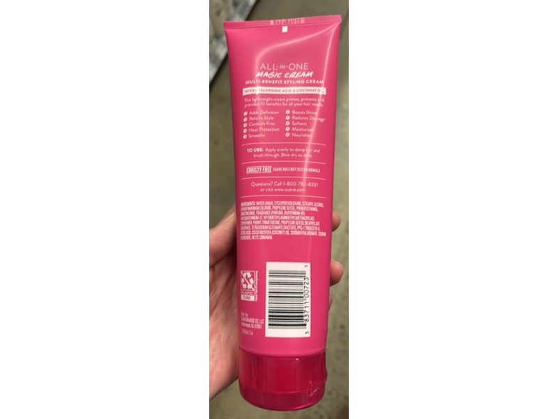 Suave All-In-One Multi-Benefit Magic Styling Cream, Hyaluronic Acid & Coconut Oil, 9 oz/255 g