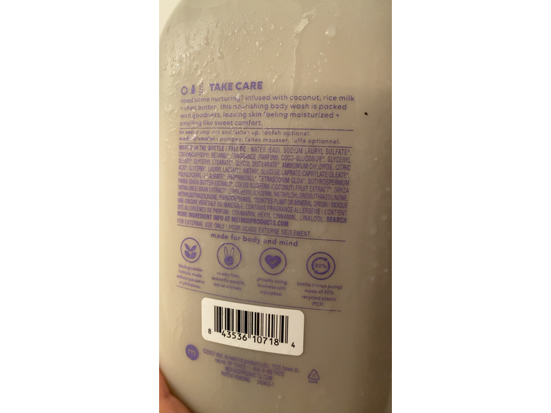Method Simply Nourish Body Wash, Coconut, Rice Milk, Shed Butter, 28 fl oz/828 mL