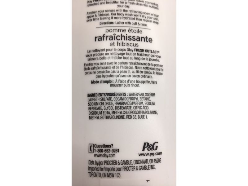 Olay Fresh Outlast Body Wash, Star Apple & Hibiscus, 22 oz