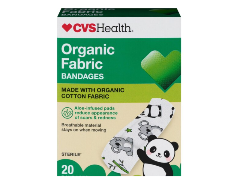 CVS Health Organic Fabric Bandages, Aloe, 20 Count